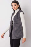 Graphite Fur Vest with Hook-and-Eye Fastening