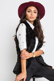 Black Fur Vest with Hook Fastening and Lining