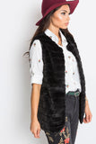Black Fur Vest with Hook Fastening and Lining
