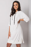 Ecru Cotton Dress with Zipper and 3/4 Sleeves
