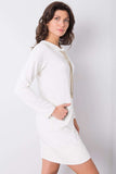 Ecru Long Sleeve Cotton Dress with Slip Pockets