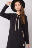Black Long Sleeve Cotton Dress with Slip Pockets