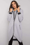 Grey Women's Hooded Zip Sweatshirt with Pockets