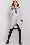 Grey Women's Hooded Zip Sweatshirt with Pockets