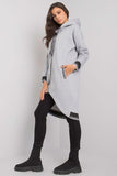 Grey Women's Hooded Zip Sweatshirt with Pockets