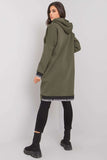 Khaki Hooded Zipped Sweatshirt with Pockets for Ladies