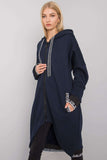Navy Blue Hooded Long Zipper Sweatshirt with Pockets