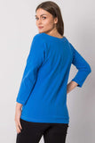 Dark Blue Women's 3/4 Sleeve Blouse with Inscription