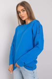 Dark Blue Long Sleeve Women's Blouse - Cotton Blend