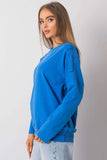 Dark Blue Long Sleeve Women's Blouse - Cotton Blend