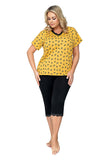 Elegant Plus Size 3/4 Pajama Set with Lace Details