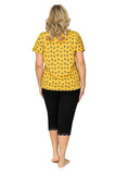 Elegant Plus Size 3/4 Pajama Set with Lace Details