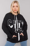 Black Plus Size Printed Sweatshirt with Pockets