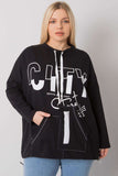 Black Plus Size Printed Sweatshirt with Pockets