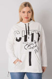Ecru Plus Size Printed Sweatshirt with Pockets
