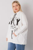 Ecru Plus Size Printed Sweatshirt with Pockets