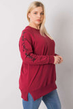 Maroon Long Sleeve Plus Size Women's Sweatshirt with Zip Detail