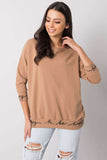 Camellia Sweatshirt with Hem Inscriptions and 3/4 Sleeves