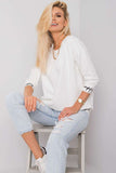 Ecru Sweatshirt with Cuff Inscriptions and 3/4 Sleeves
