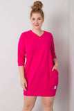 Fuchsia Dress with Pockets & 3/4 Sleeves