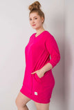 Fuchsia Dress with Pockets & 3/4 Sleeves