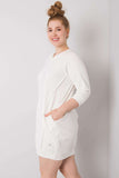 Ecru Plus Size Dress with Pockets & 3/4 Sleeves
