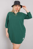 Dark Green Plus Size Dress with Pockets & 3/4 Sleeves