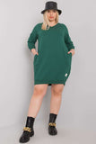 Dark Green Plus Size Dress with Pockets & 3/4 Sleeves