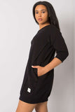 Chic Black Dress with Pockets & 3/4 Sleeves