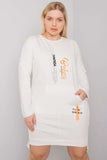 Ecru Plus Size Long Sleeve Dress with Pocket