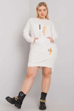 Ecru Plus Size Long Sleeve Dress with Pocket