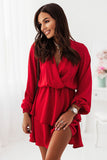 Elegant Oversize V-Neck Dress with Frill Layers