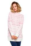 Cozy Striped Half-Zip Sweater with Winter Motif
