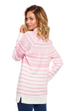 Cozy Striped Half-Zip Sweater with Winter Motif