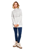 Cozy Winter Half-Zip Sweater with Stripes and Motif