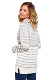 Cozy Winter Half-Zip Sweater with Stripes and Motif