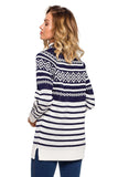 Cozy Half-Zip Sweater with Winter Motif and Side Slits