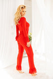 Chic Long Sleeve Pyjama Set with Tulle Frills