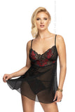 Elegant Black Tulle Nightgown with Lace Detail