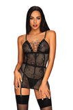 Seductive Laced Nightdress with Garter Straps & Thong
