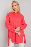 Coral Longer Cut Cotton Shirt with Long Sleeves