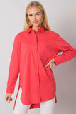 Coral Longer Cut Cotton Shirt with Long Sleeves