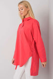 Coral Longer Cut Cotton Shirt with Long Sleeves