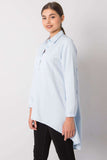 Light Blue Button Down Shirt with Longer Back Design