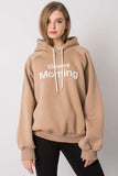 Dark Beige Hooded Insulated Sweatshirt for Everyday Wear