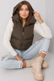 Khaki Zipped Vest with Concealed Hood