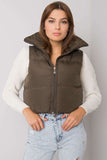 Khaki Zipped Vest with Concealed Hood
