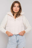 Ecru Zip Vest with Concealed Hood
