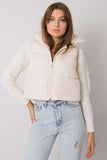 Ecru Zip Vest with Concealed Hood