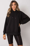 Black Cotton Hooded Sweatshirt with Front Pockets
